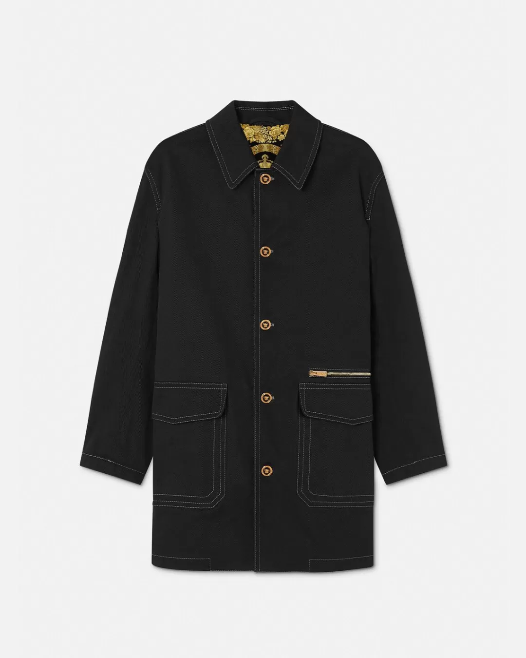 Gabardine Single-Breasted Coat*Versace Online