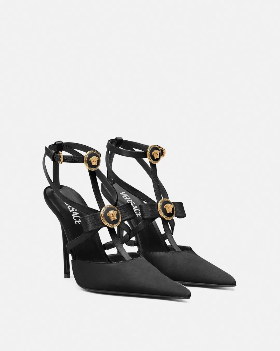 Gianni Ribbon Cage Satin Pumps*Versace Store