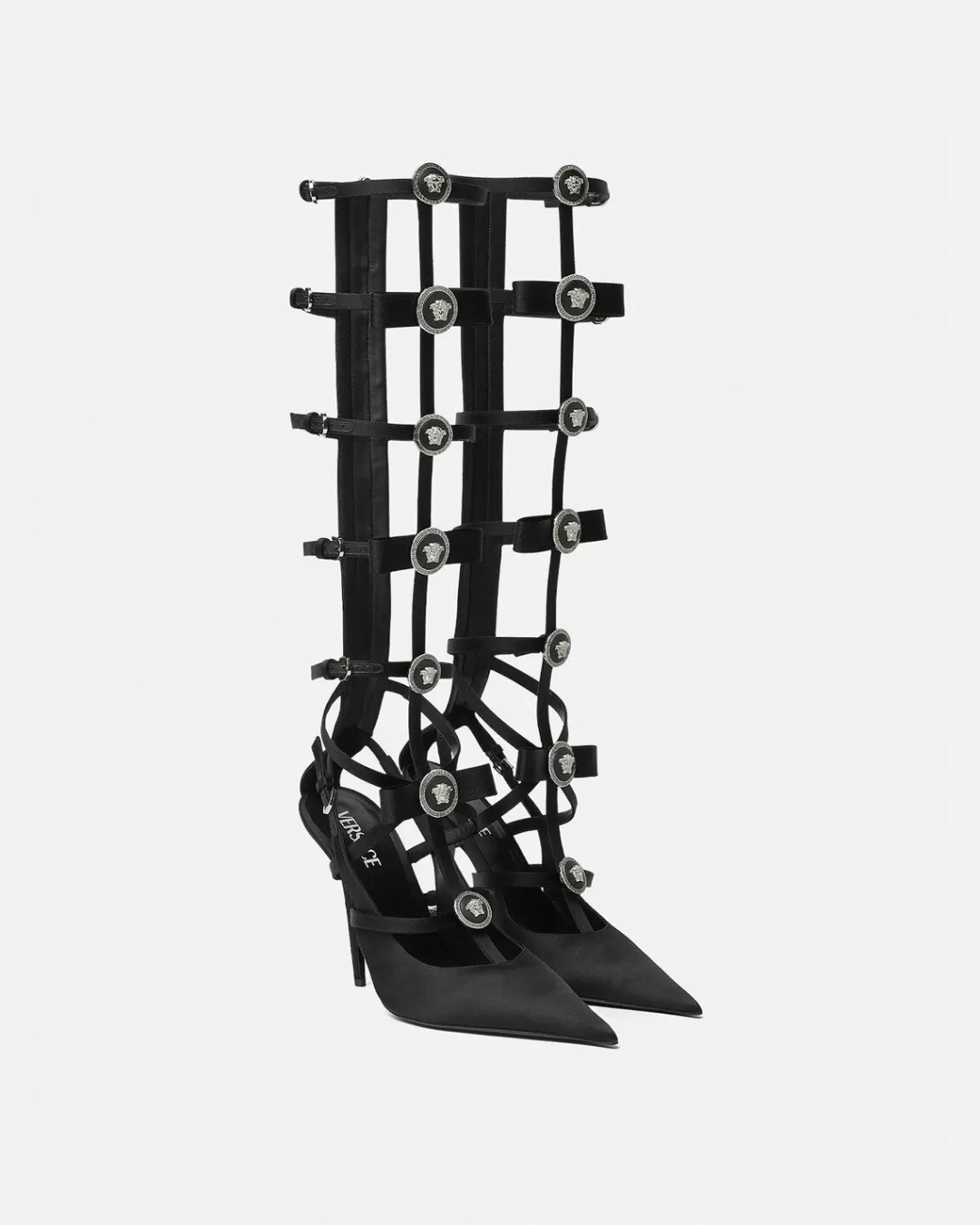 Gianni Ribbon Satin Cage Pumps*Versace Discount