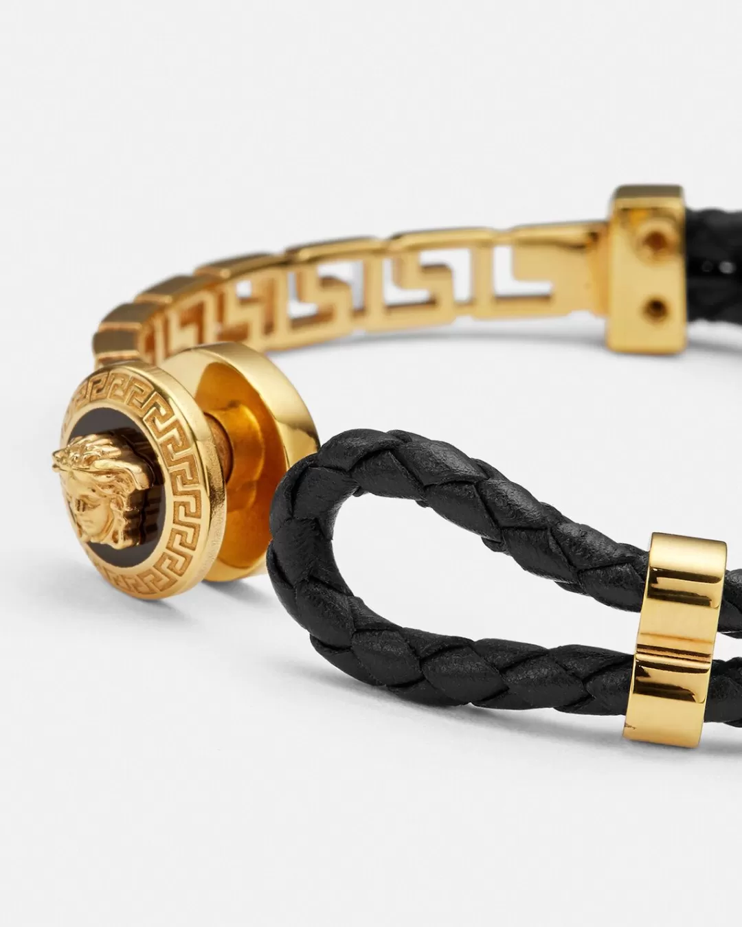 Greca Braided Leather Bracelet*Versace New