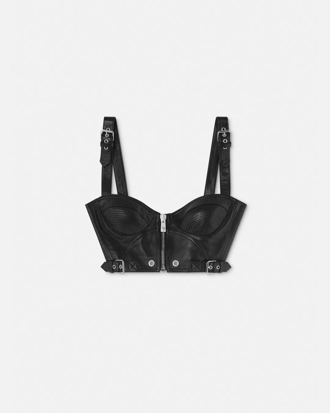 Leather Biker Bralette Top*Versace Outlet