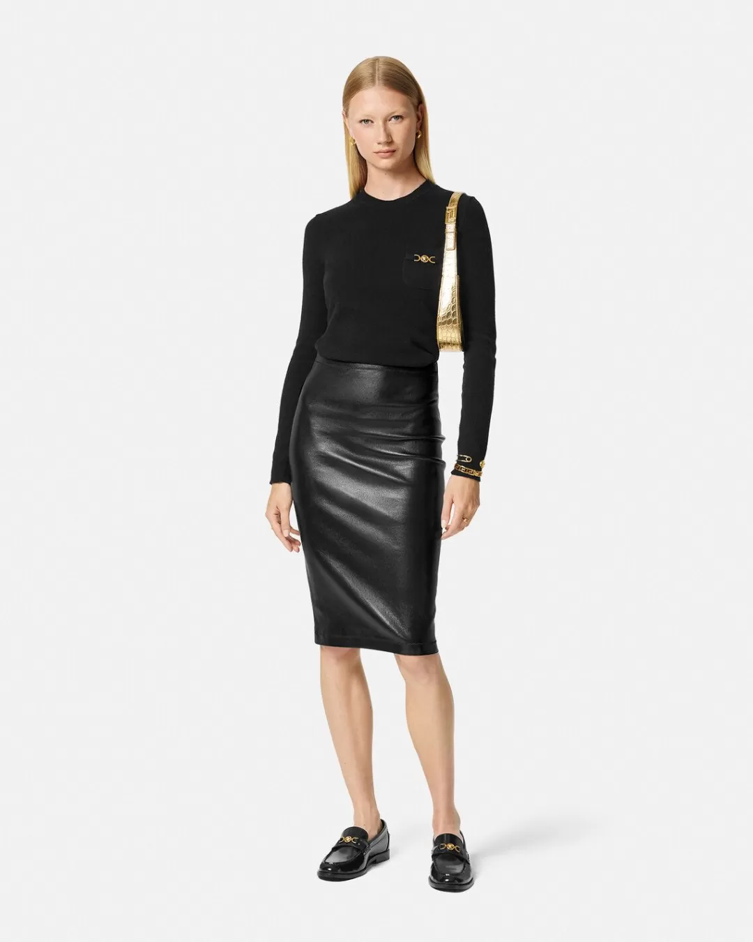 Leather Midi Skirt*Versace Clearance