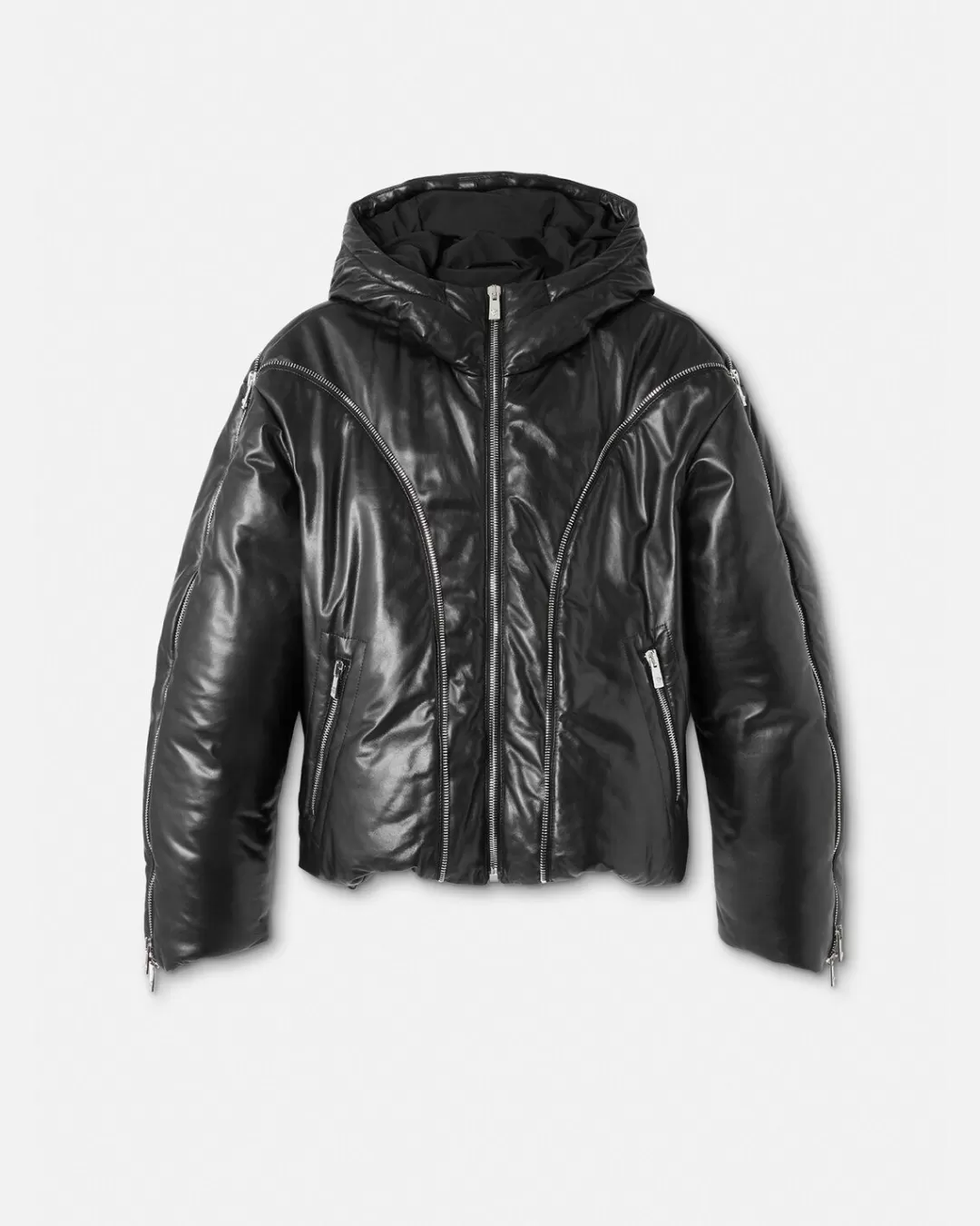 Leather Zip Puffer Jacket*Versace Hot