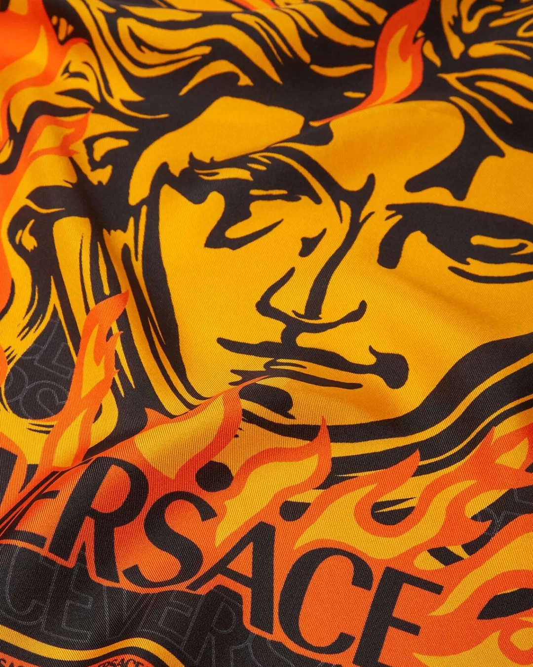 Medusa Flame Silk Foulard 28"*Versace New