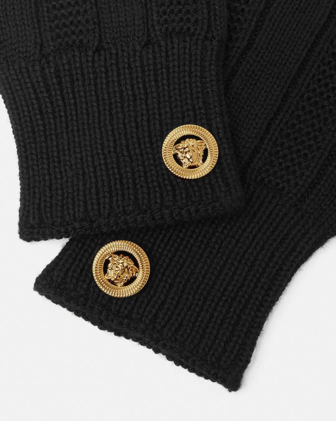 Medusa Ribbed Knit Gloves*Versace Clearance