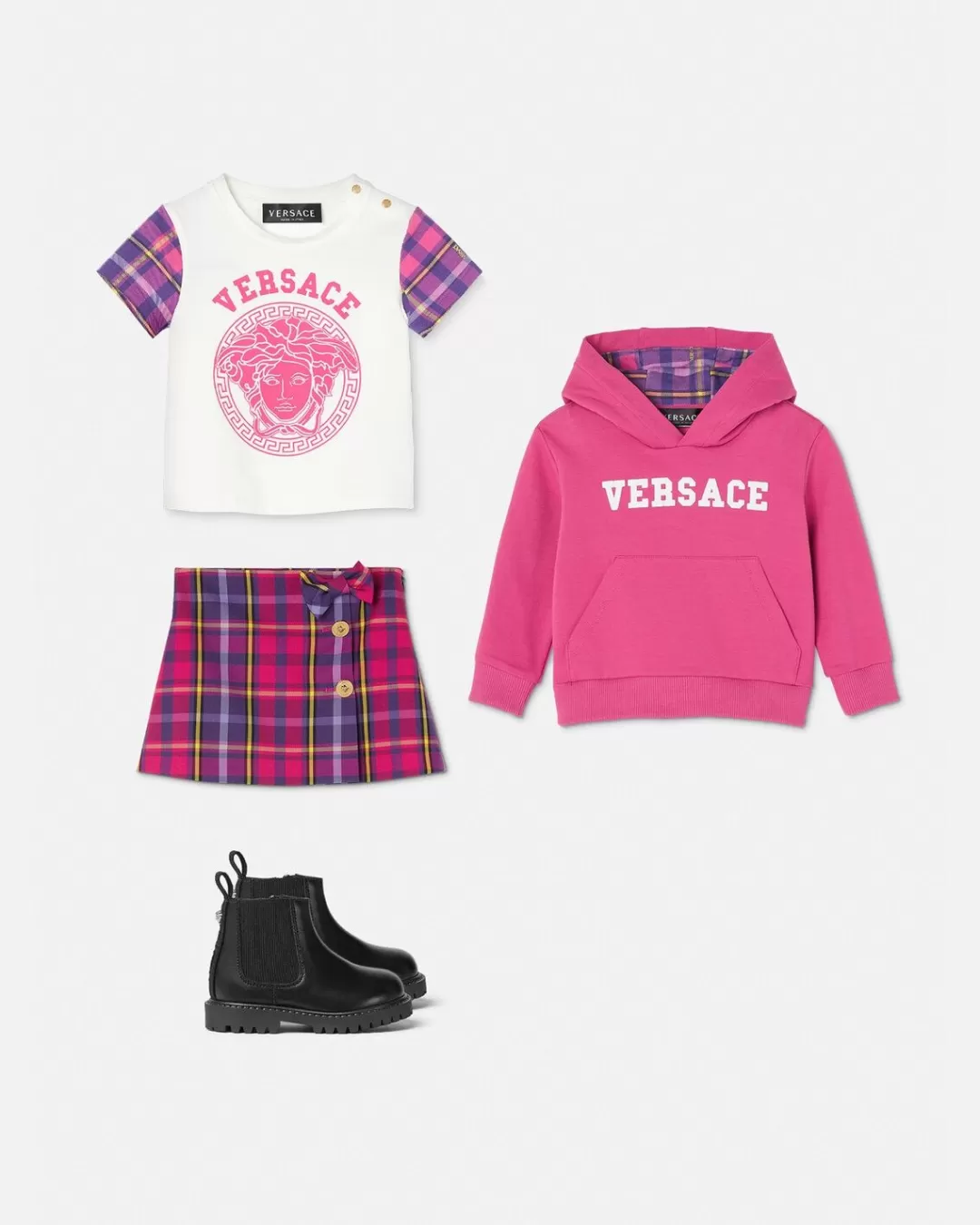 Medusa Tartan Baby T-Shirt*Versace Outlet