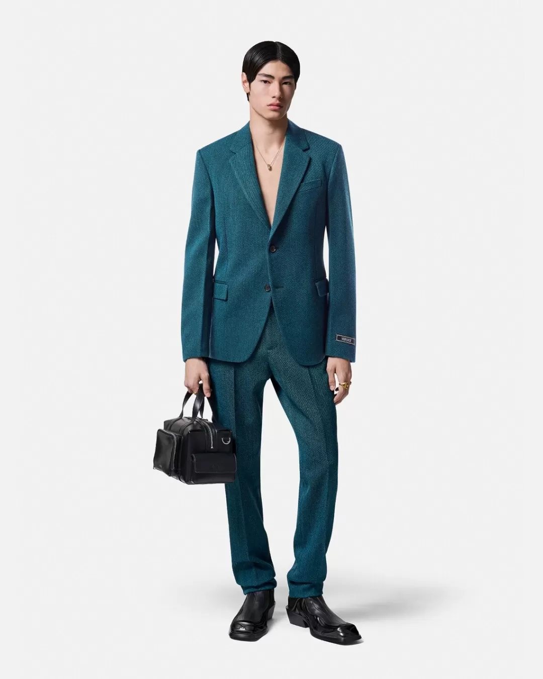 Mouline Wool Single-Breasted Blazer*Versace Shop