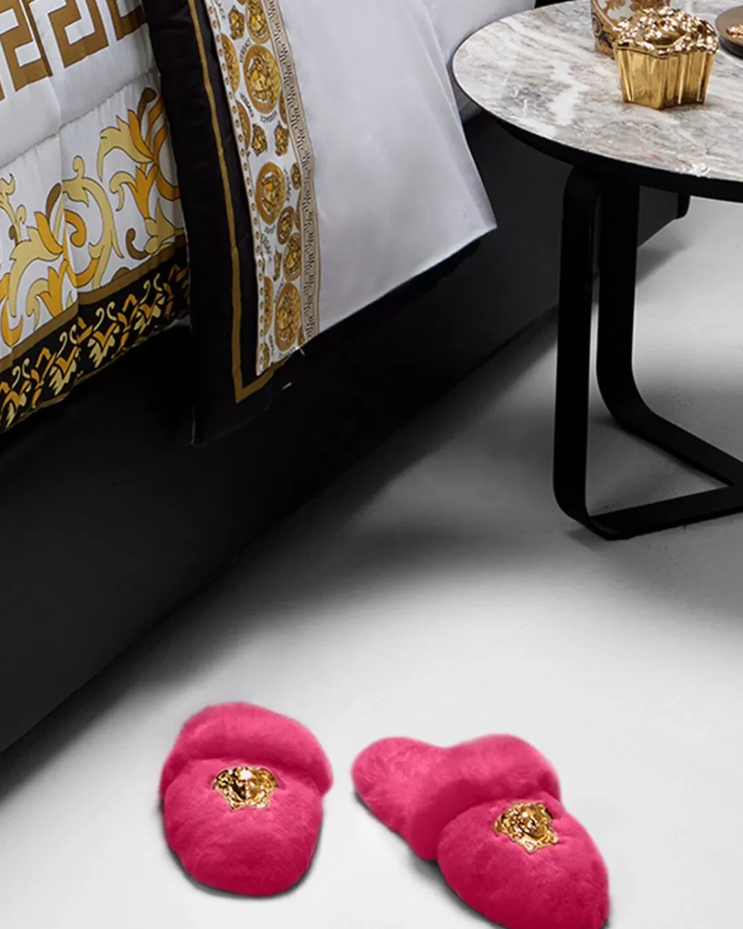 Palazzo Faux-Fur Slippers*Versace Shop