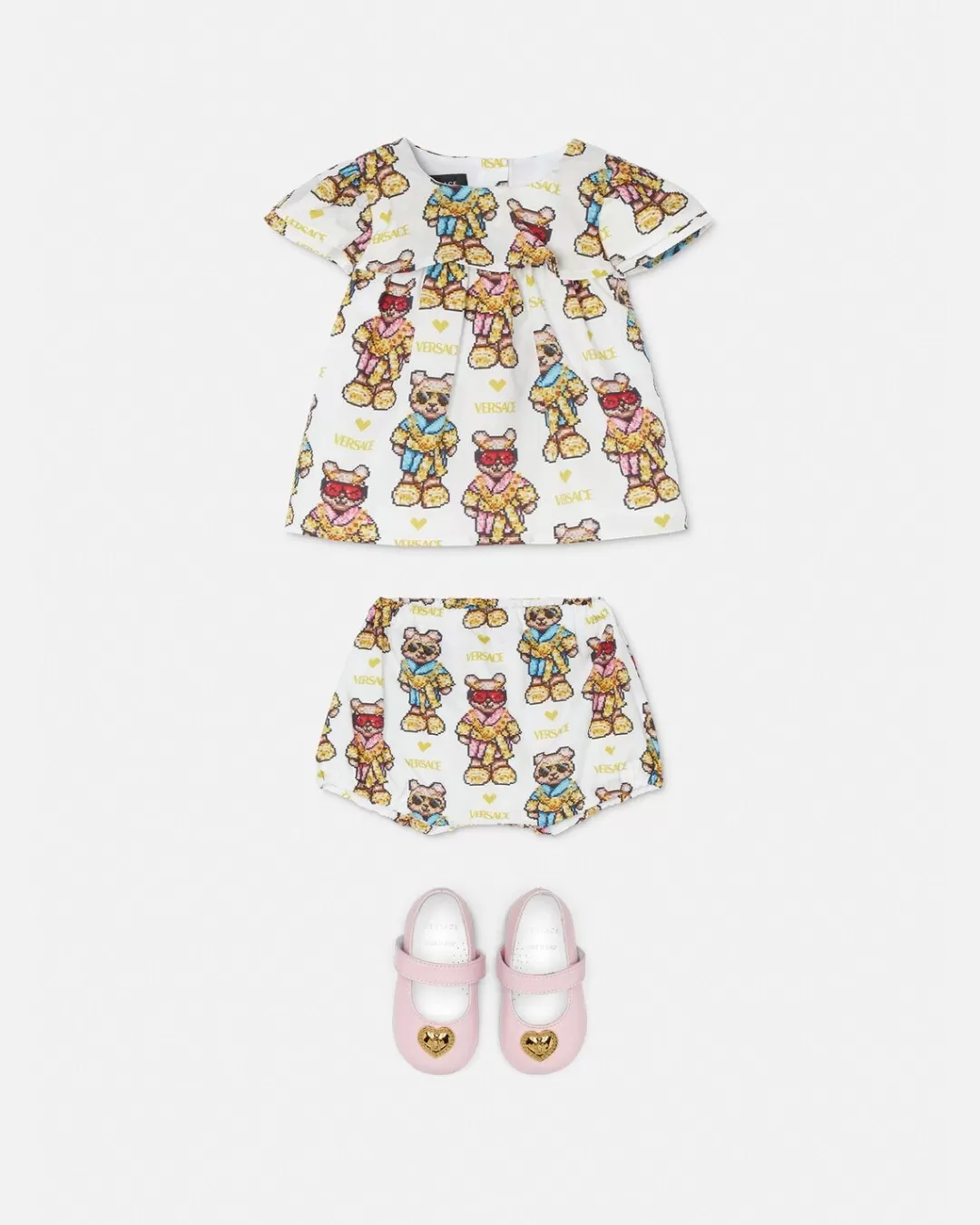 Pixel Teddy Baby Dress Set*Versace Cheap