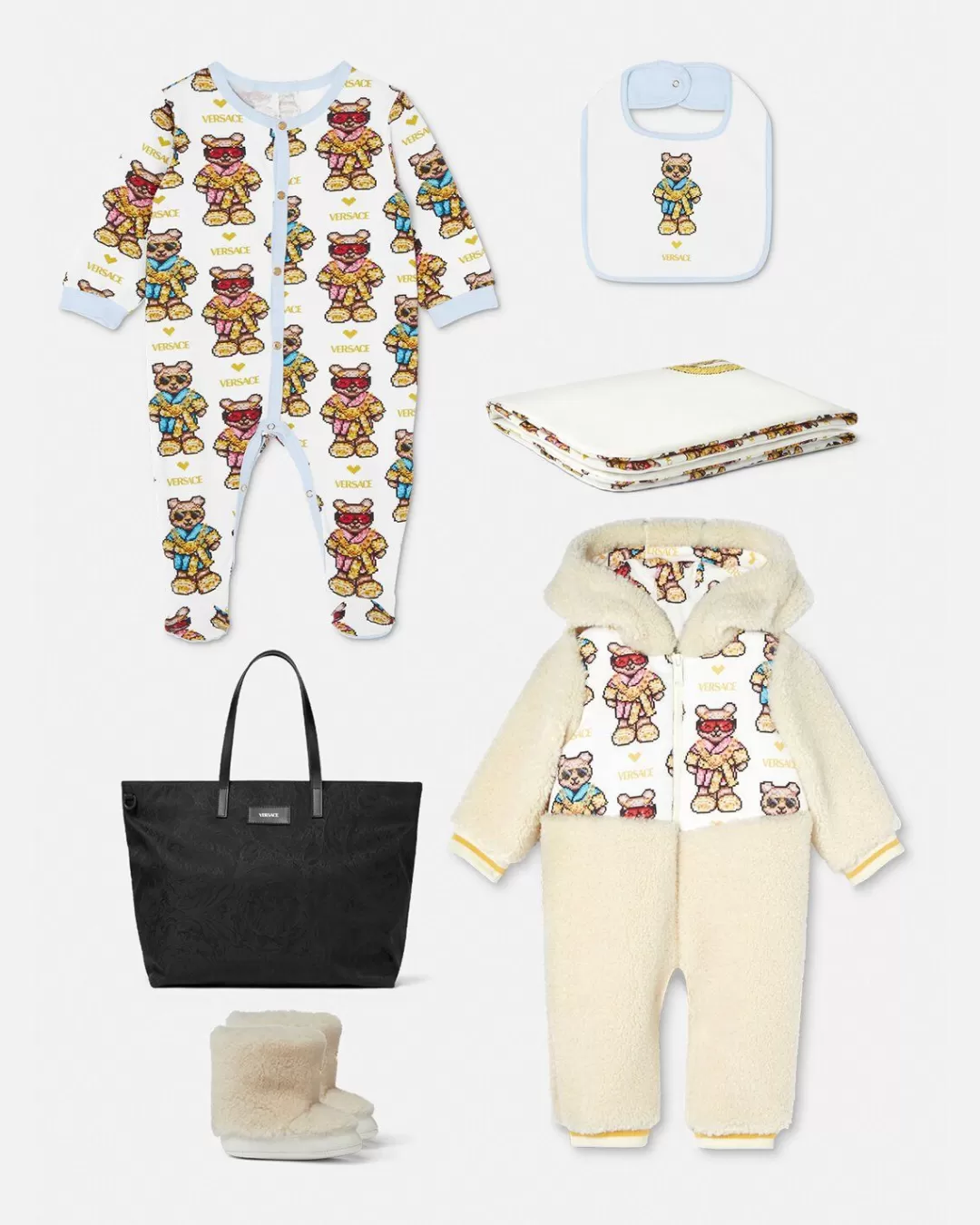 Pixel Teddy Baby Sleepsuit Set*Versace Store