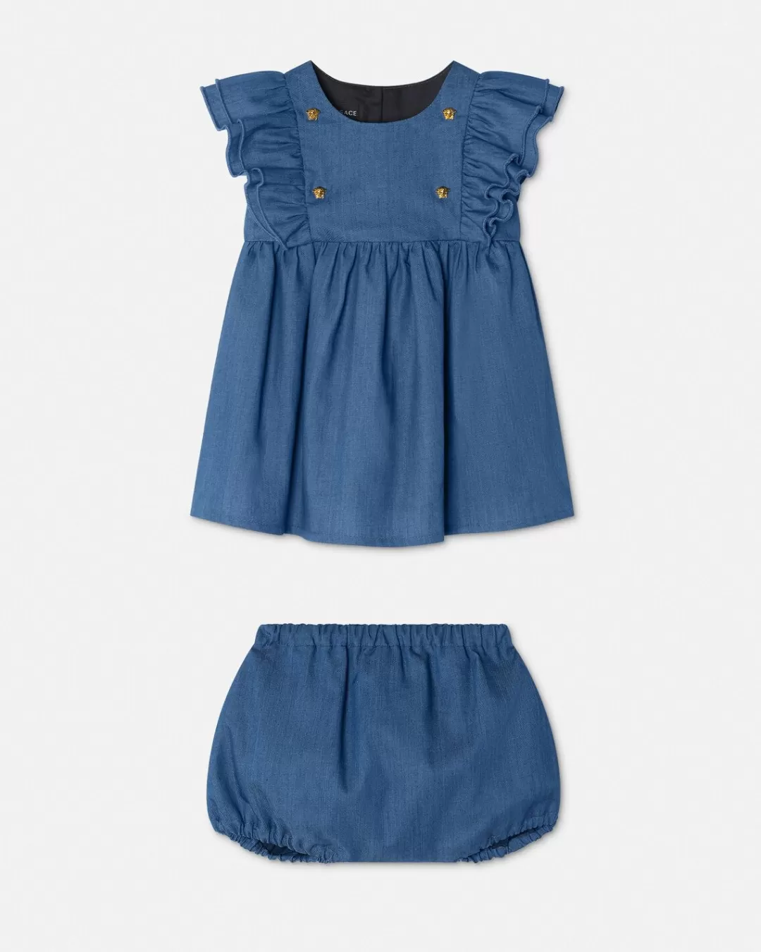 Ruffled Chambray Baby Dress Set*Versace Best