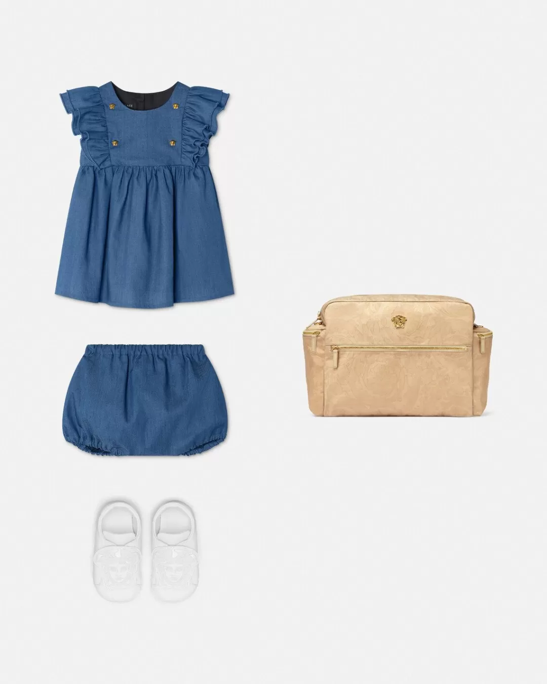 Ruffled Chambray Baby Dress Set*Versace Best