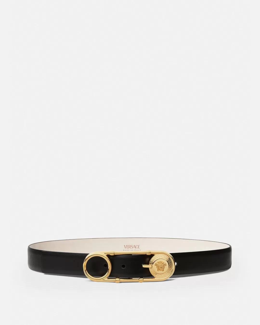 Safety Pin Leather Belt*Versace Store