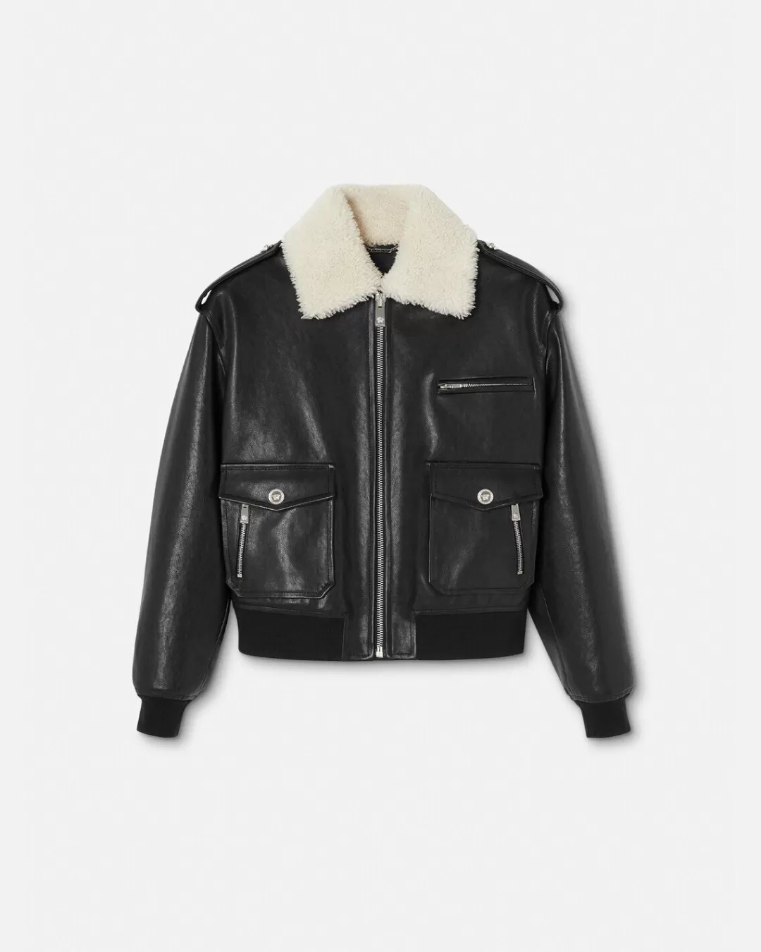 Shearling Leather Blouson Jacket*Versace Cheap