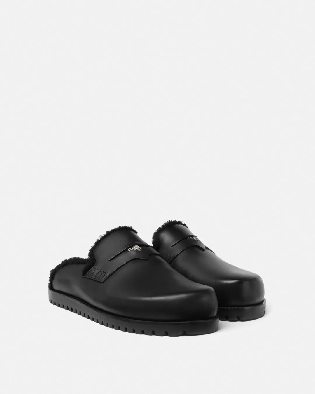 Shearling Medusa Mules*Versace Discount