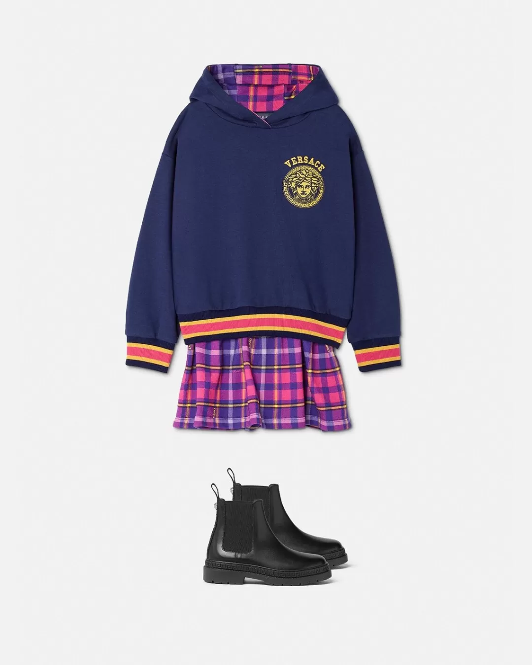 Tartan Kids Sweatshirt Dress*Versace Best Sale