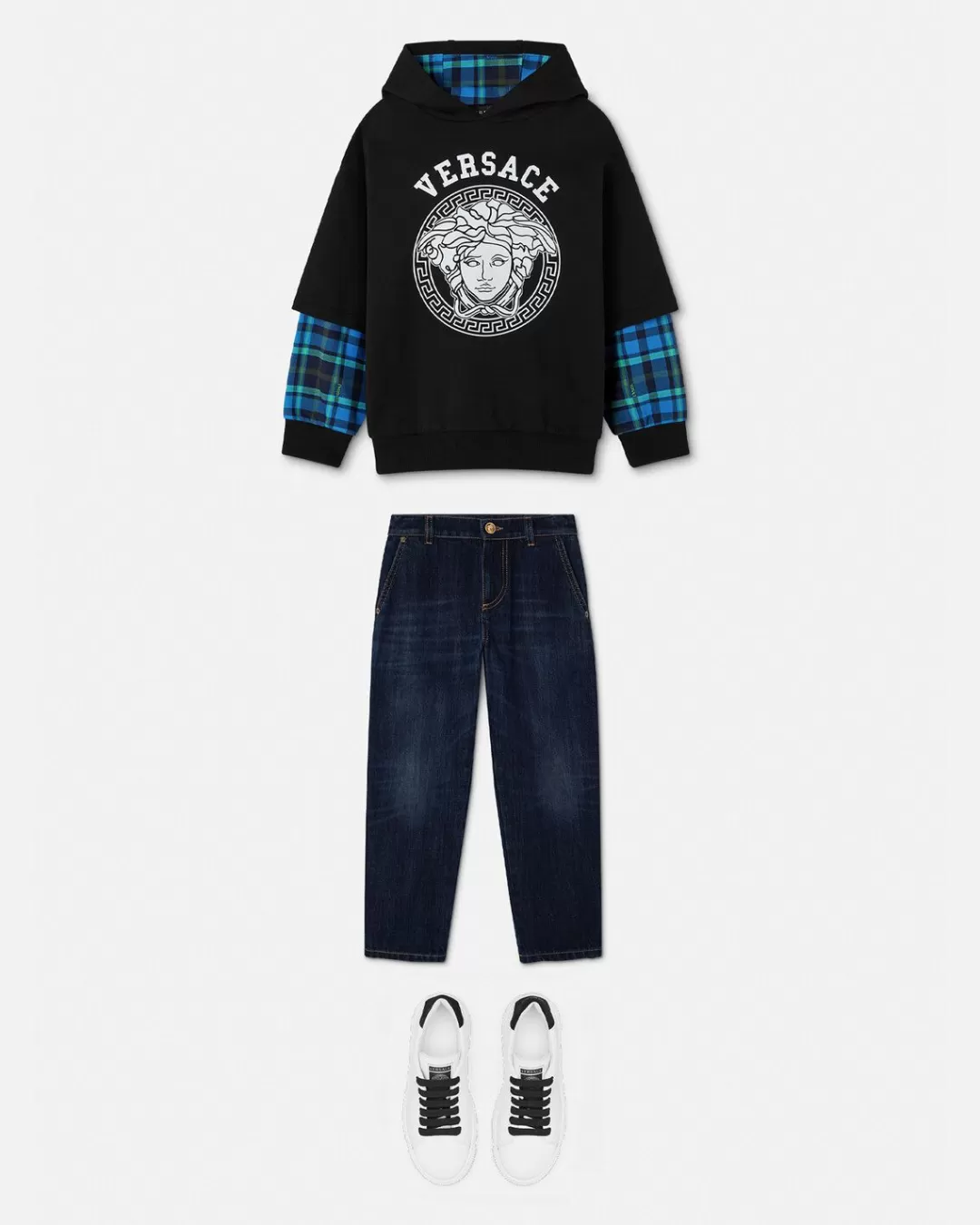 Tartan Medusa Kids Hoodie*Versace Flash Sale