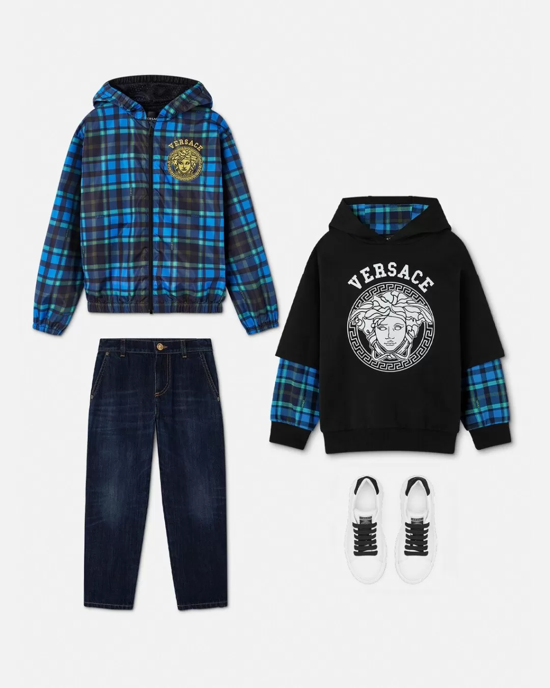 Tartan Medusa Kids Windbreaker Jacket*Versace Online