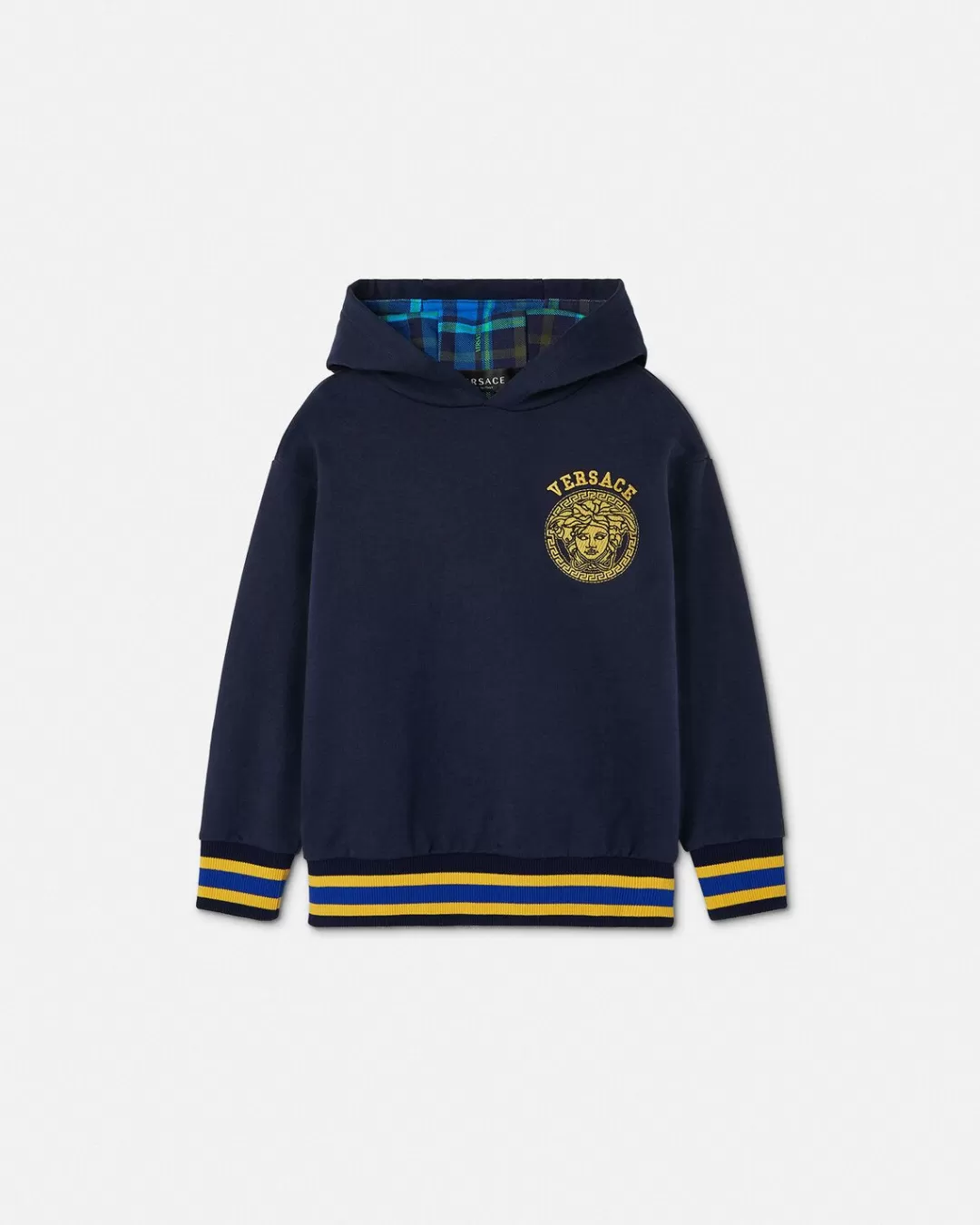 Tartan Medusa Logo Kids Hoodie*Versace Flash Sale