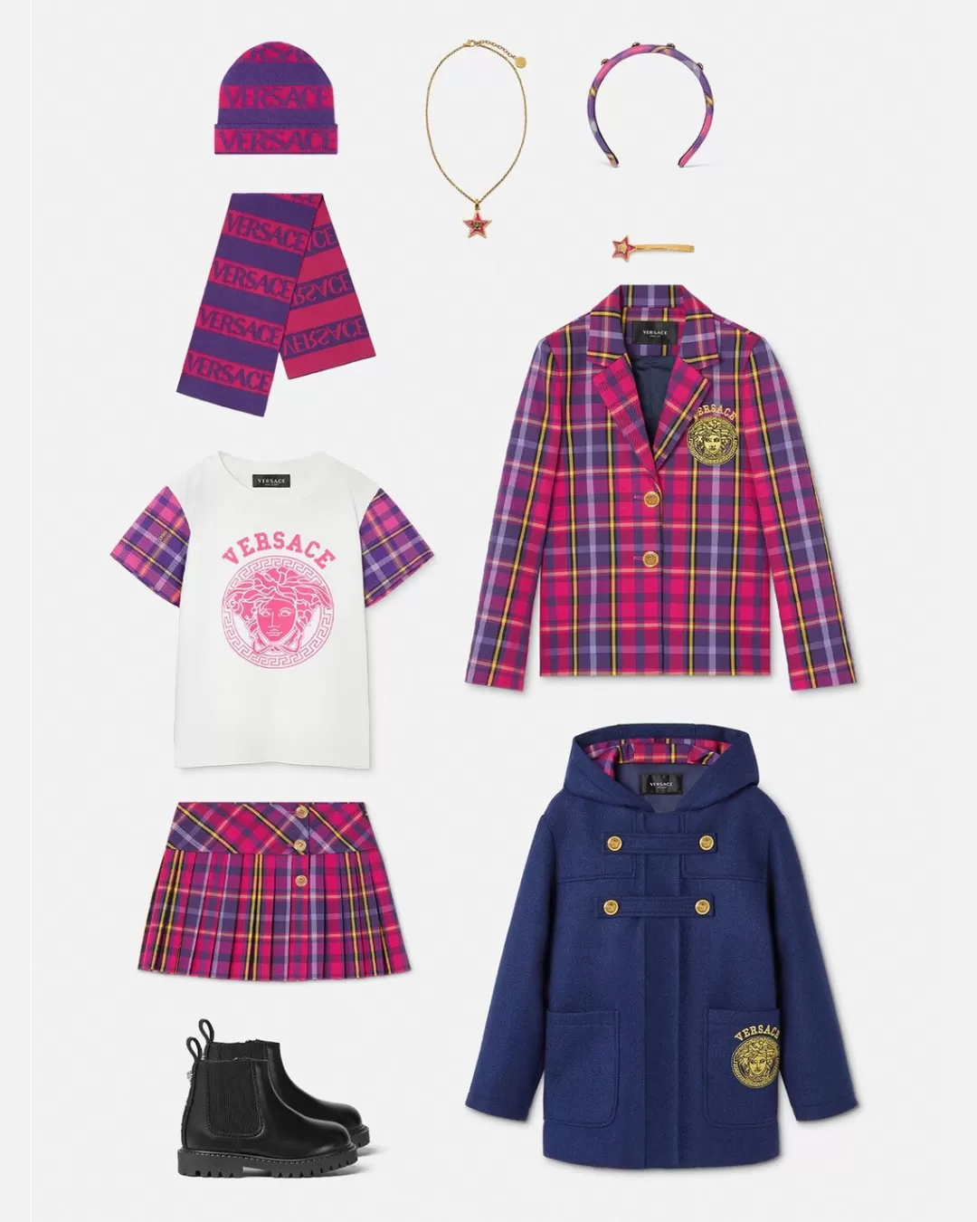 Tartan Logo Kids Coat*Versace Online