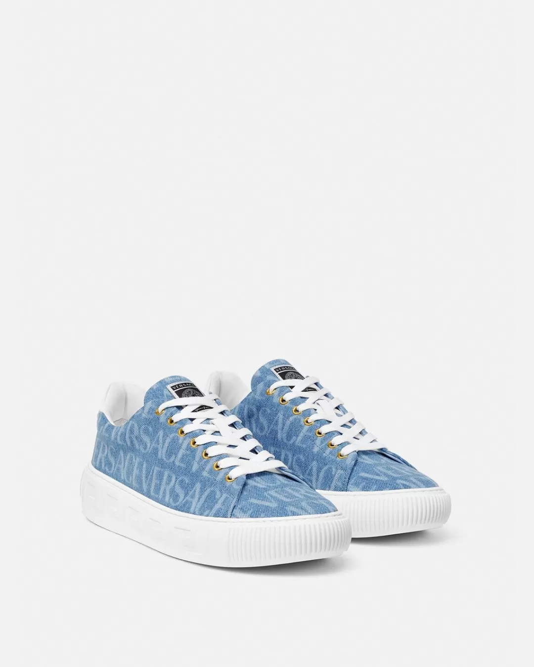 Allover Denim Greca Sneakers*Versace Hot