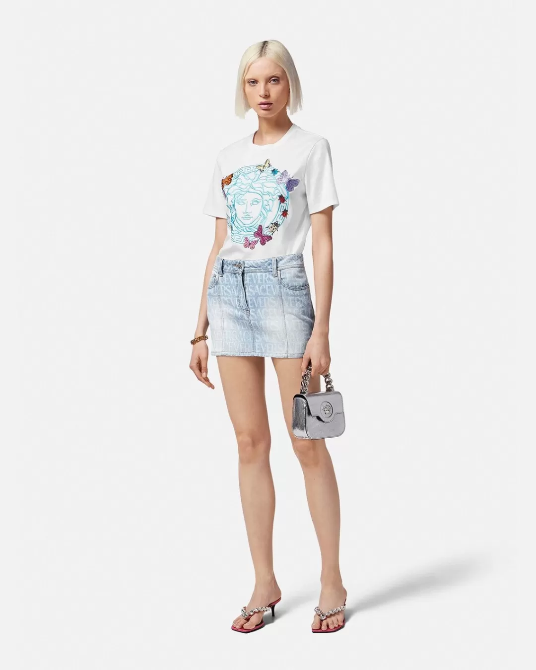 Allover Denim Mini Skirt*Versace Cheap